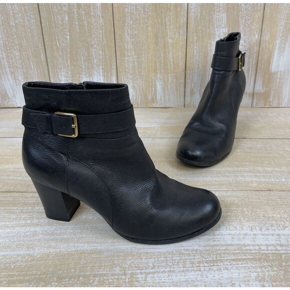 Cole Haan Rhinecliff Black Pebbled Leather Bootie Women’s 7.5 Ankle Boot Heel - Picture 1 of 12